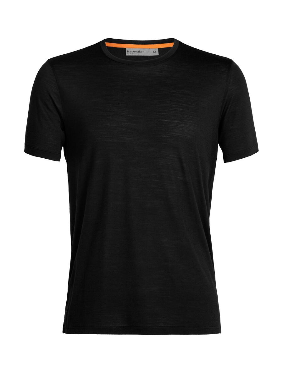 Black Men's Icebreaker Merino Sphere II Short Sleeve T Shirts | USA 1155TCEV